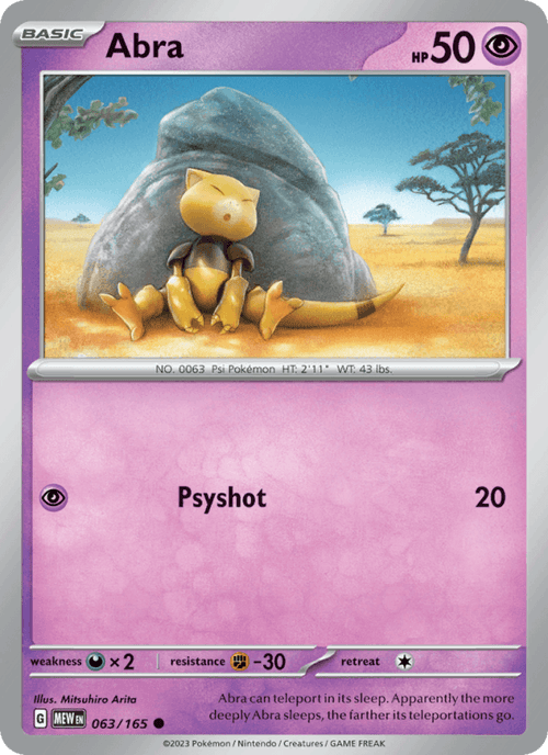 Abra 63/165 151 English Pokémon card