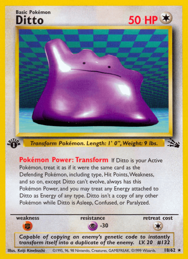 Ditto 18/62 Fossil English Pokémon card