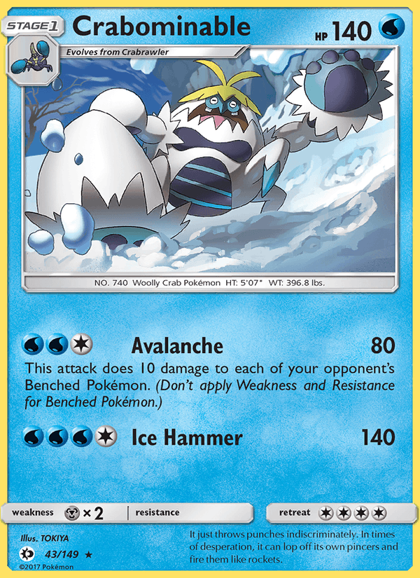 Crabominable 43/149 Sun & Moon Base Set English Pokémon card