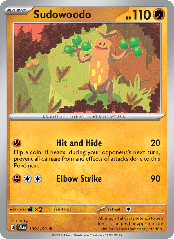 Sudowoodo 109/193 Paldea Evolved English Pokémon card