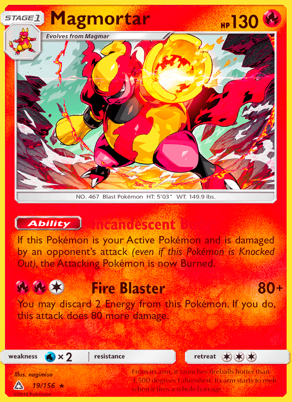 Magmortar 19/156 Ultra Prism English Pokémon card