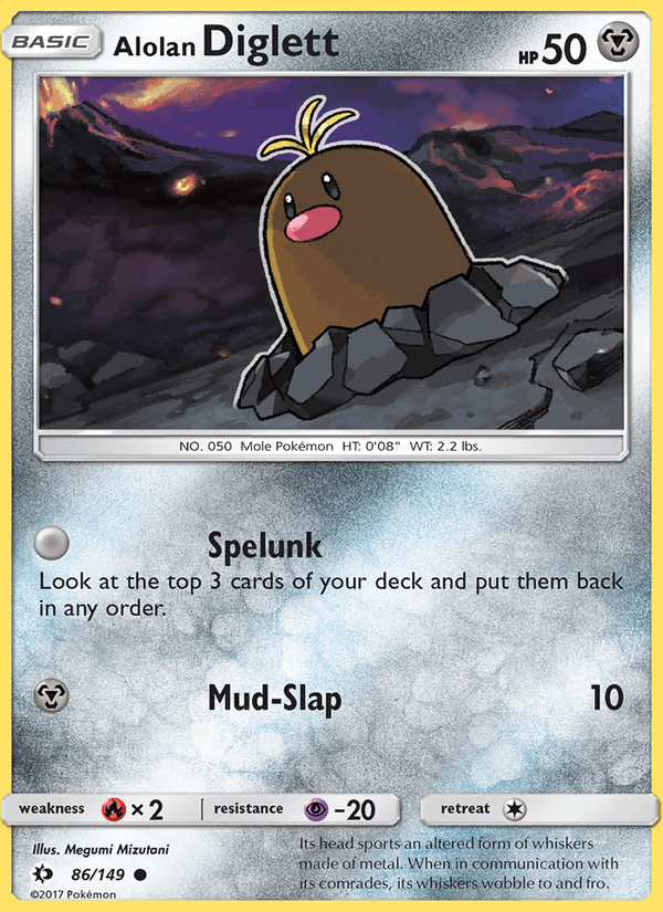Alolan Diglett 86/149 Sun & Moon Base Set English Pokémon card