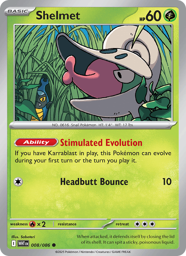 Shelmet 8/86 White Flare English Pokémon card