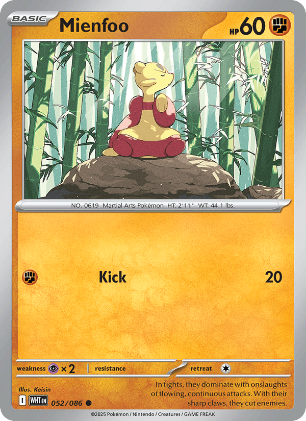 Mienfoo 52/86 White Flare English Pokémon card