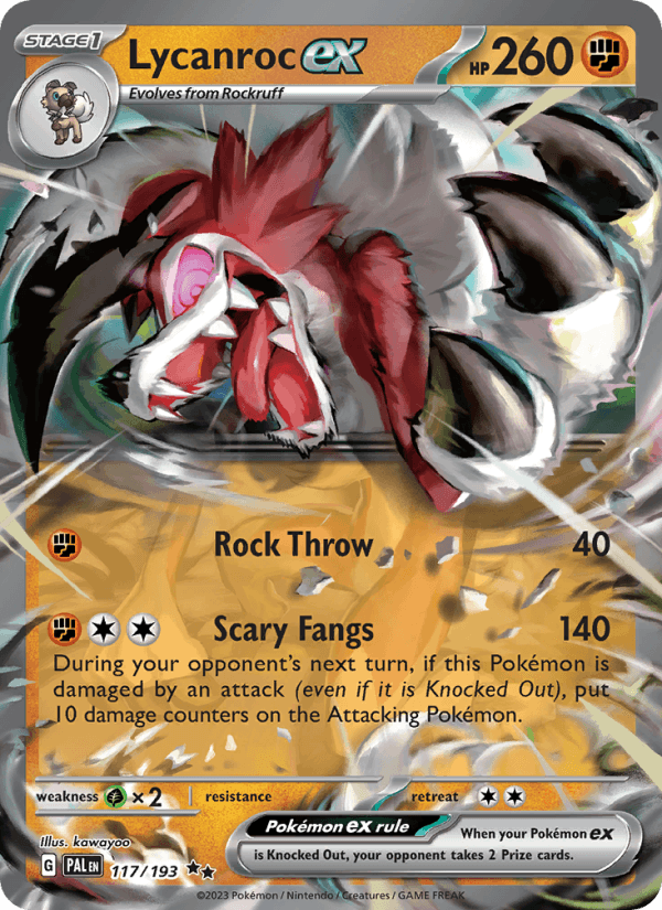 Lycanroc ex 117/193 Paldea Evolved English Pokémon card