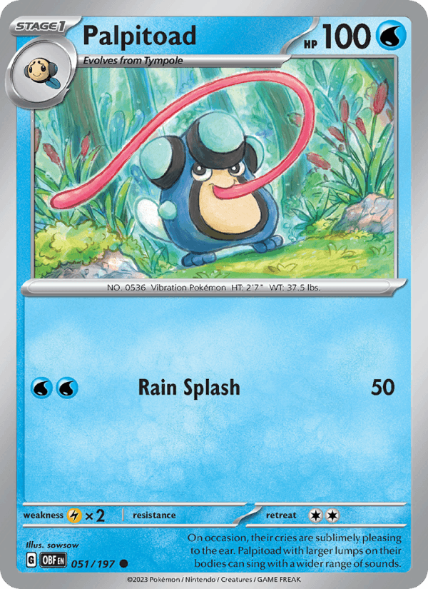 Palpitoad 51/197 Obsidian Flames English Pokémon card