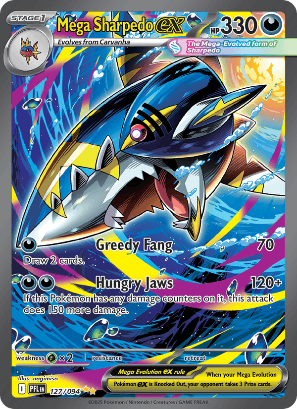 Mega Sharpedo ex 127/94 Phantasmal Flames English Pokémon card
