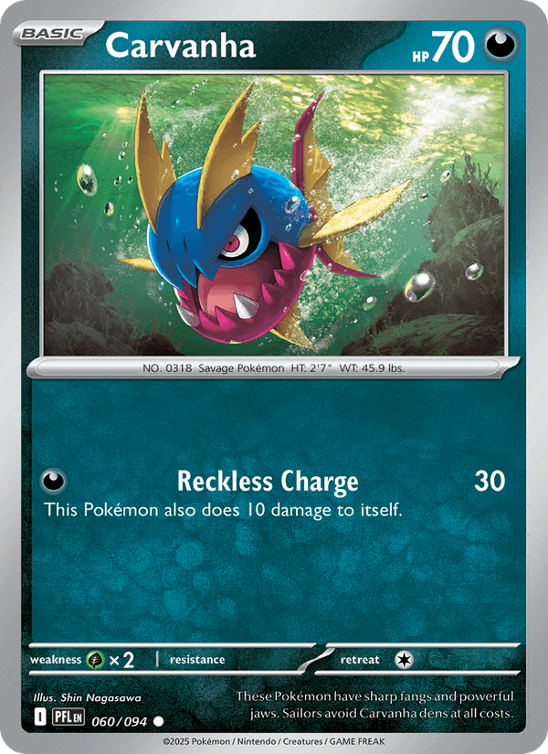 Carvanha 60/94 Phantasmal Flames English Pokémon card