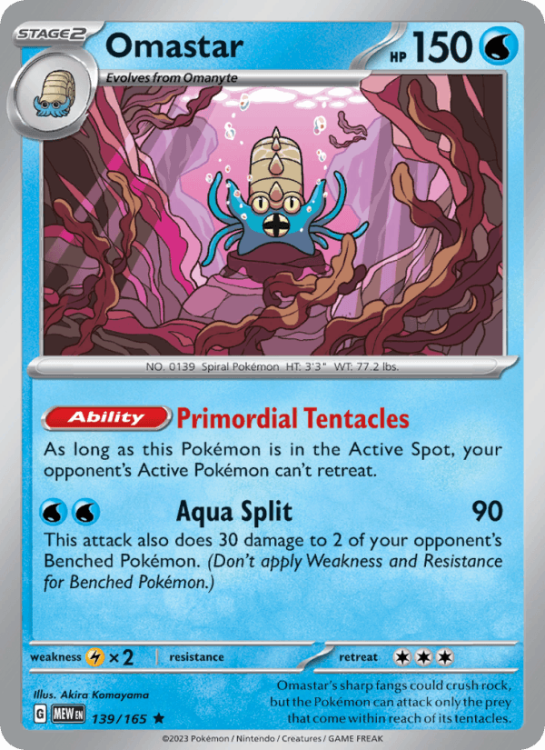 Omastar 139/165 151 English Pokémon card