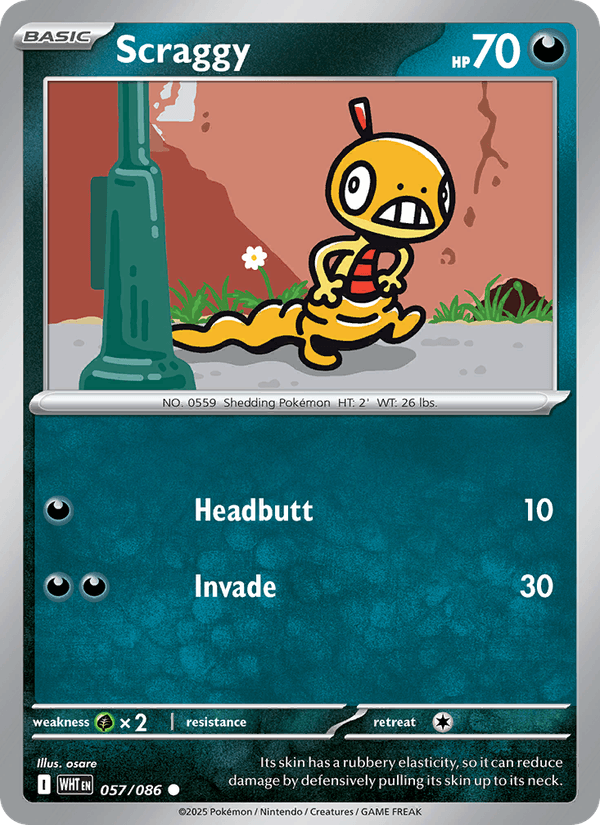 Scraggy 57/86 White Flare English Pokémon card