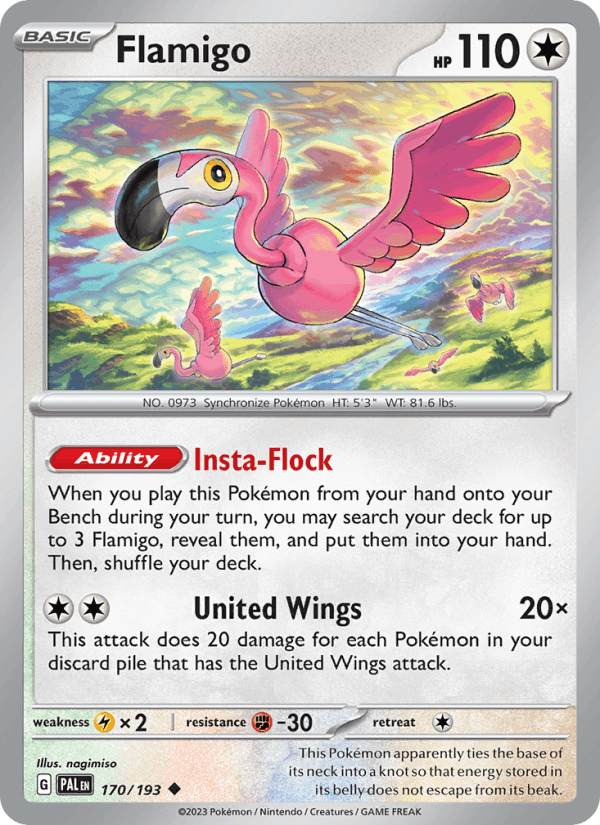 Flamigo 170/193 Paldea Evolved English Pokémon card