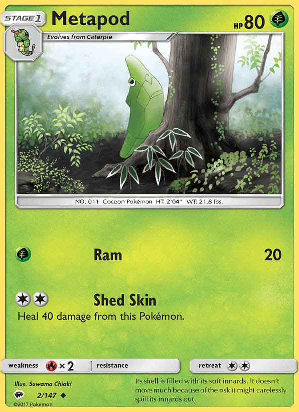 Metapod 2/147 Burning Shadows English Pokémon card