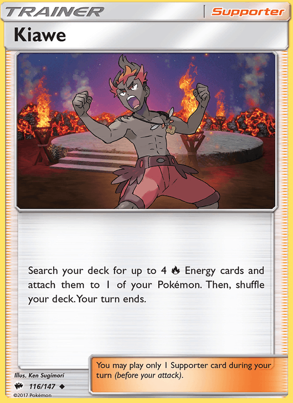 Kiawe 116/147 Burning Shadows English Pokémon card