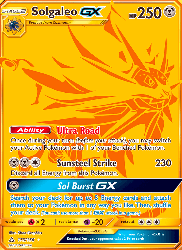 Solgaleo GX 173/156 Ultra Prism English Pokémon card