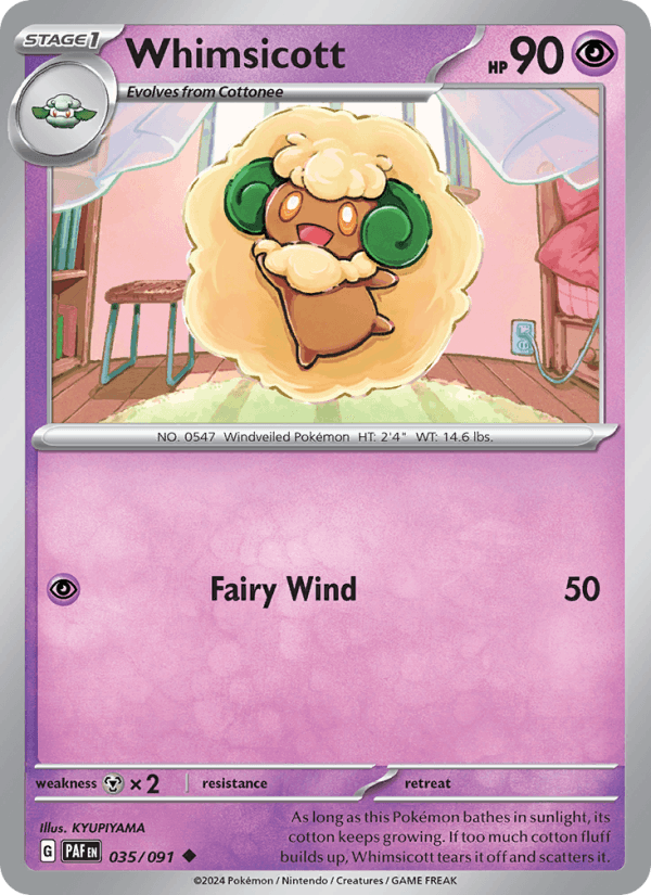 Whimsicott 35/91 Paldean Fates English Pokémon card