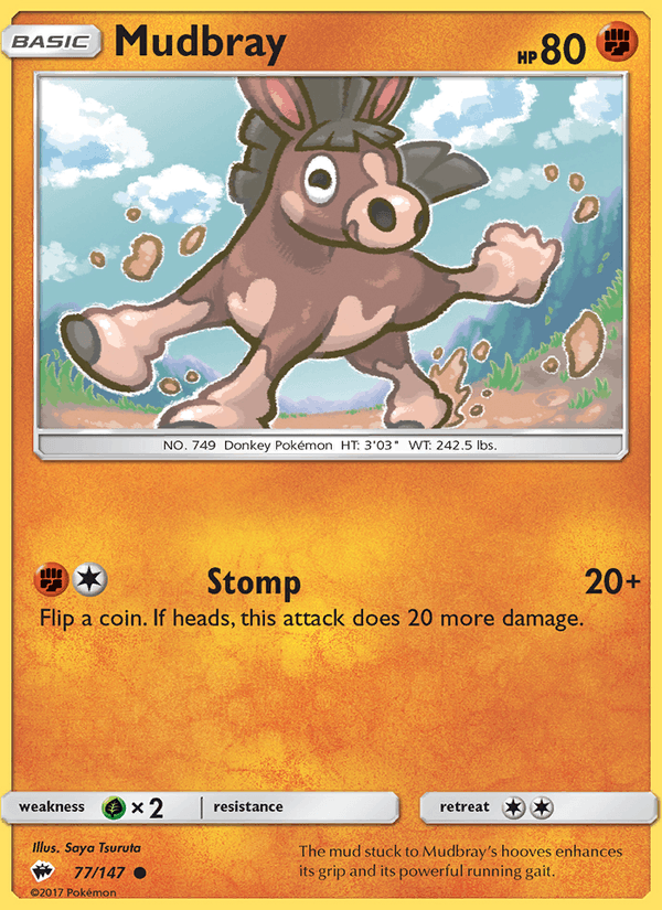 Mudbray 77/147 Burning Shadows English Pokémon card