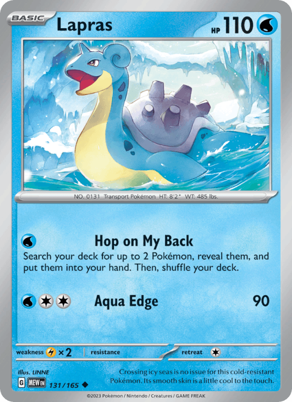 Lapras 131/165 151 English Pokémon card