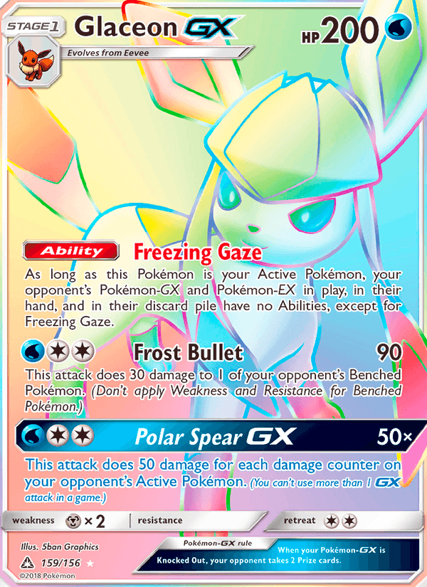 Glaceon GX 159/156 Ultra Prism English Pokémon card