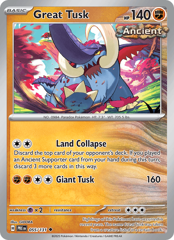 Great Tusk 55/131 Prismatic Evolutions English Pokémon card