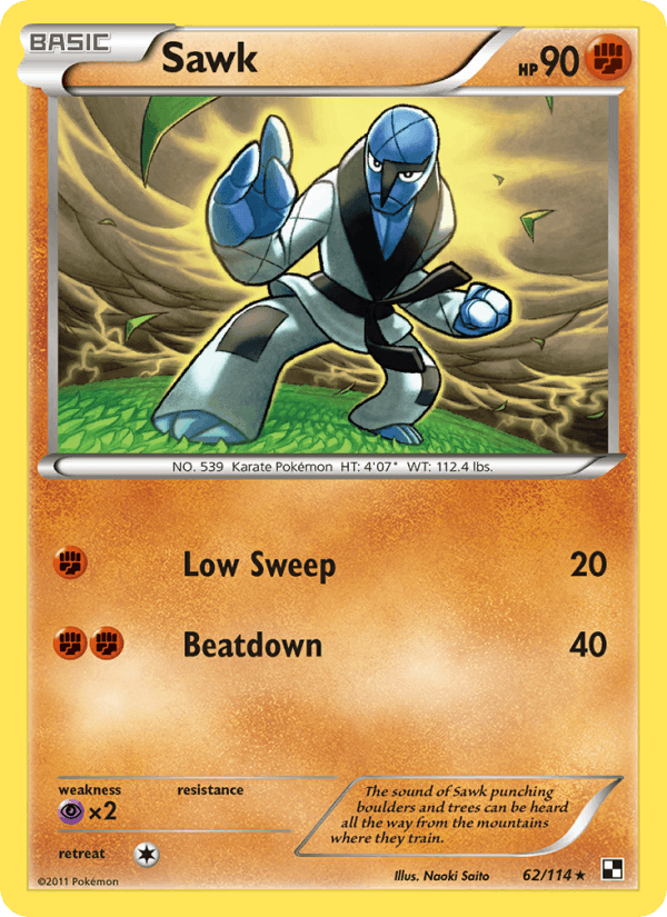 Sawk 62/114 Black & White English Pokémon card