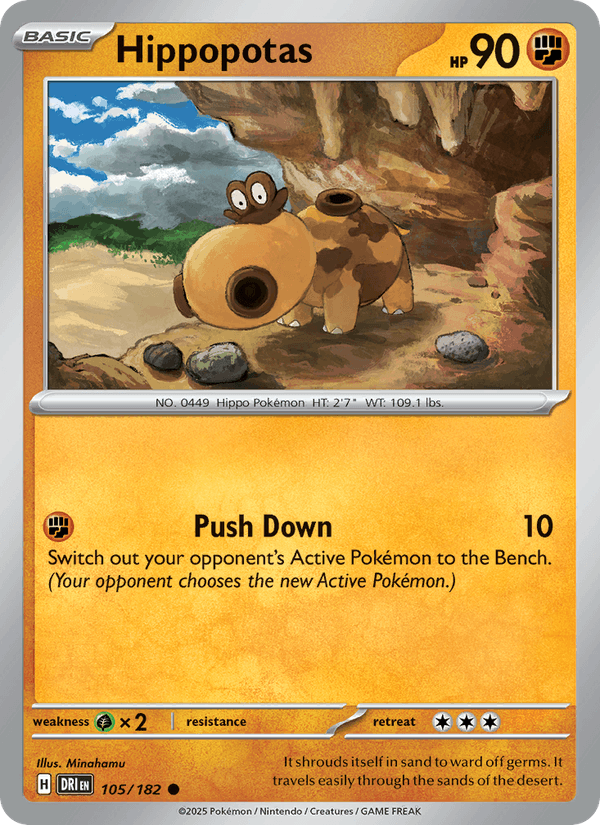 Hippopotas 105/182 Destined Rivals English Pokémon card