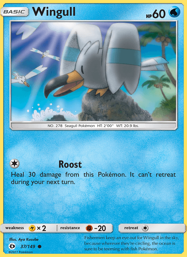 Wingull 37/149 Sun & Moon Base Set English Pokémon card