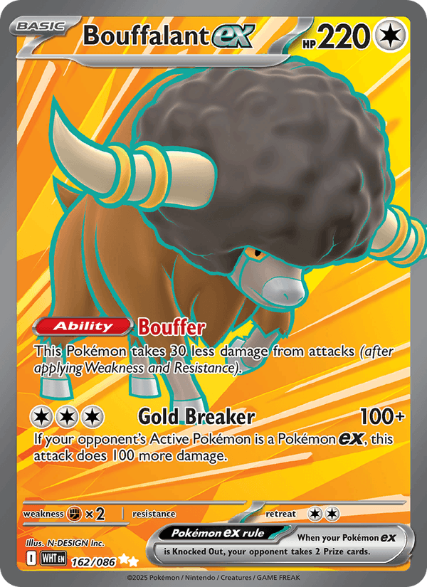 Bouffalant ex 162/86 White Flare English Pokémon card