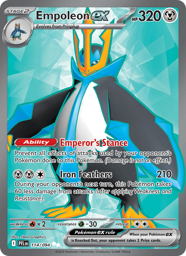 Empoleon ex 114/94 Phantasmal Flames English Pokémon card