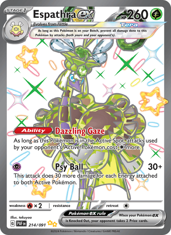Espathra ex 214/91 Paldean Fates English Pokémon card