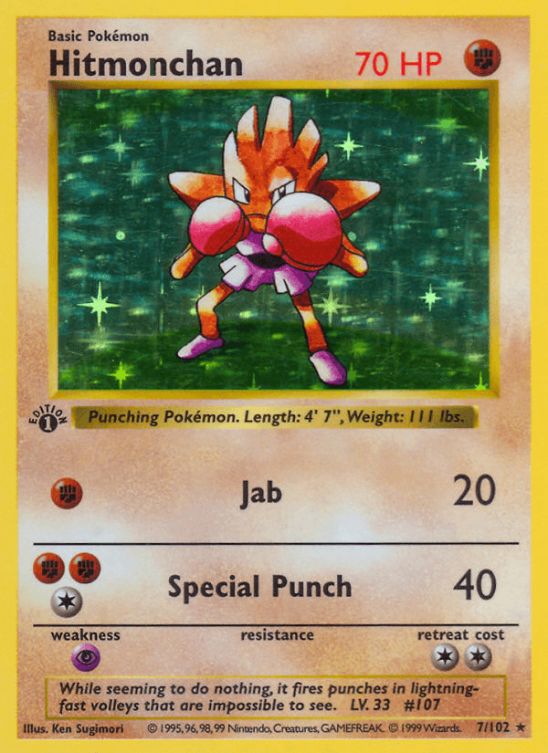 Hitmonchan 7/102 Base Set English Pokémon card