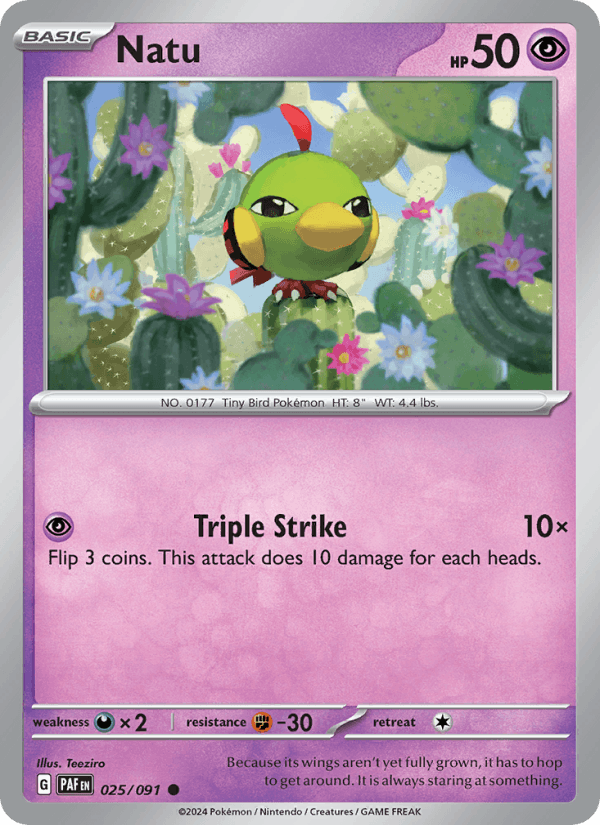 Natu 25/91 Paldean Fates English Pokémon card