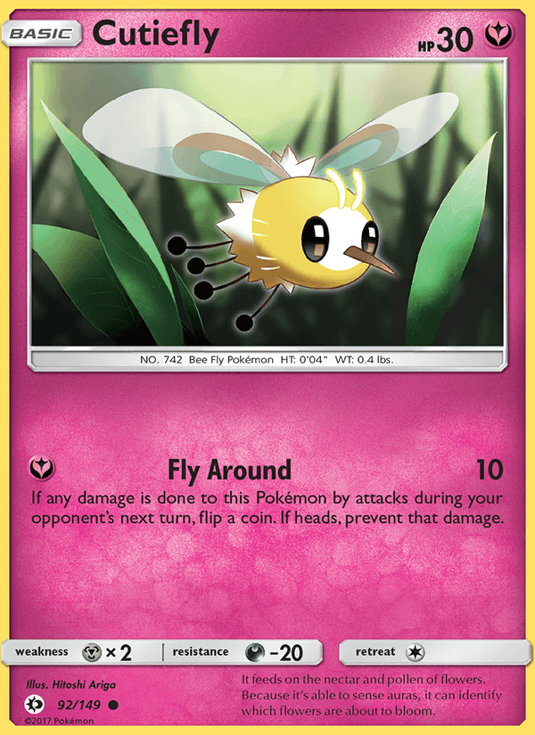 Cutiefly 92/149 Sun & Moon Base Set English Pokémon card