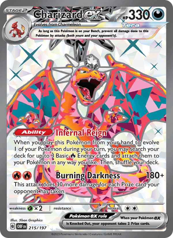 Charizard ex 215/197 Obsidian Flames English Pokémon card