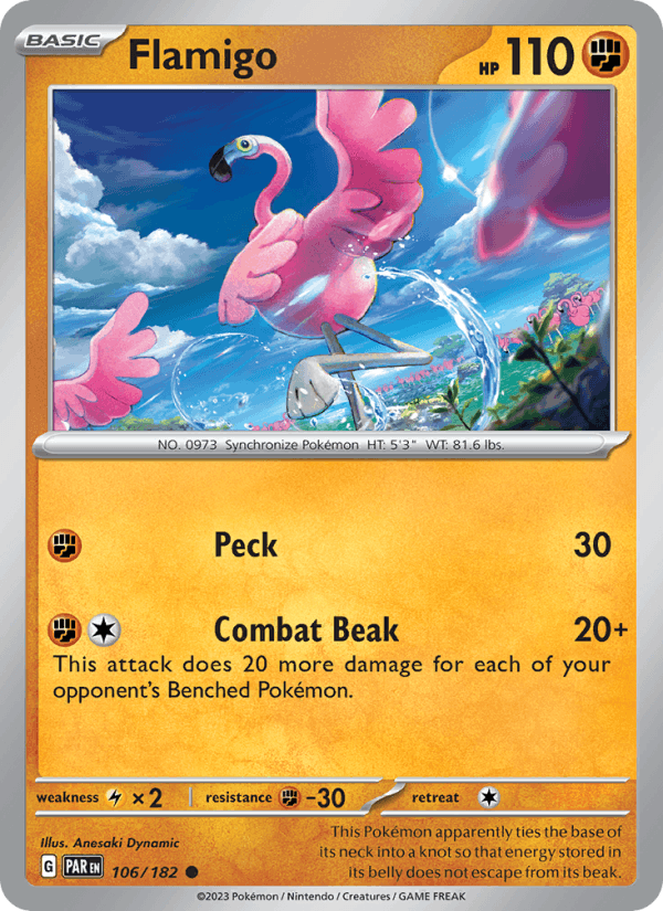 Flamigo 106/182 Paradox Rift English Pokémon card