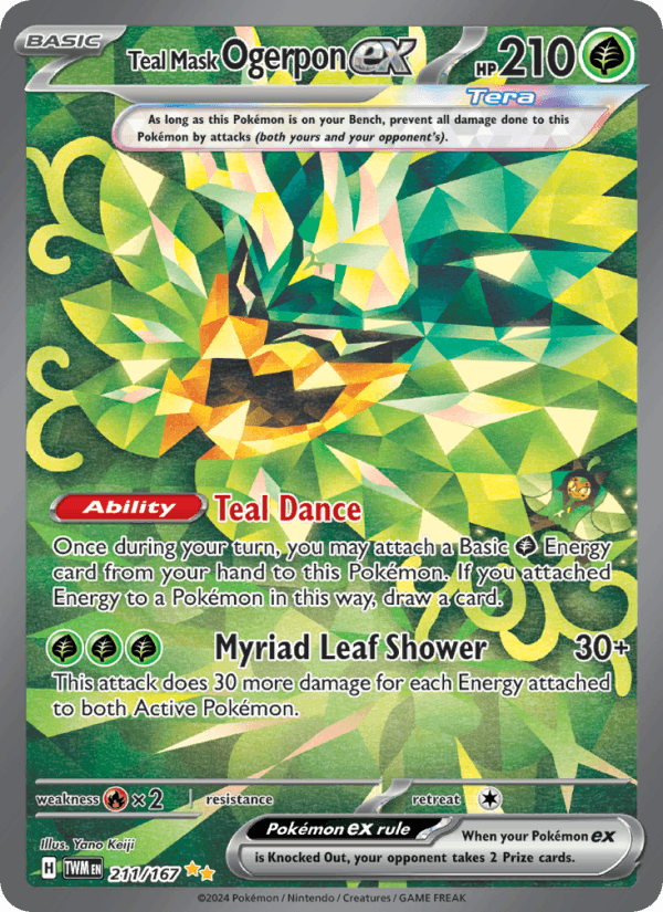 Teal Mask Ogerpon ex 211/167 Twilight Masquerade English Pokémon card
