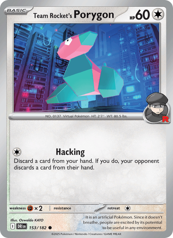 Team Rocket's Porygon 153/182 Destined Rivals English Pokémon card