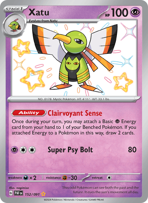 Xatu 152/91 Paldean Fates English Pokémon card