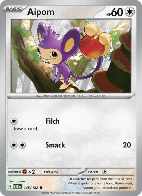 Aipom 145/182 Paradox Rift English Pokémon card