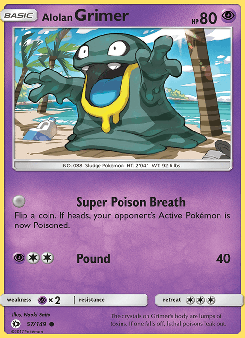 Alolan Grimer 57/149 Sun & Moon Base Set English Pokémon card