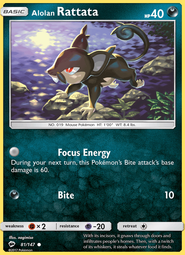 Alolan Rattata 81/147 Burning Shadows English Pokémon card