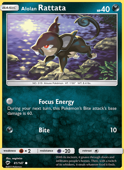 Alolan Rattata 81/147 Burning Shadows English Pokémon card