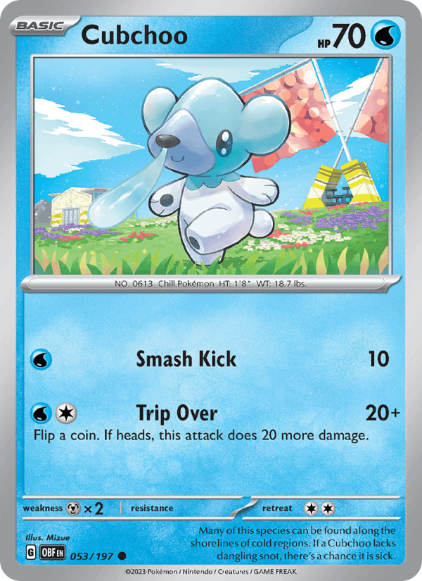 Cubchoo 53/197 Obsidian Flames English Pokémon card