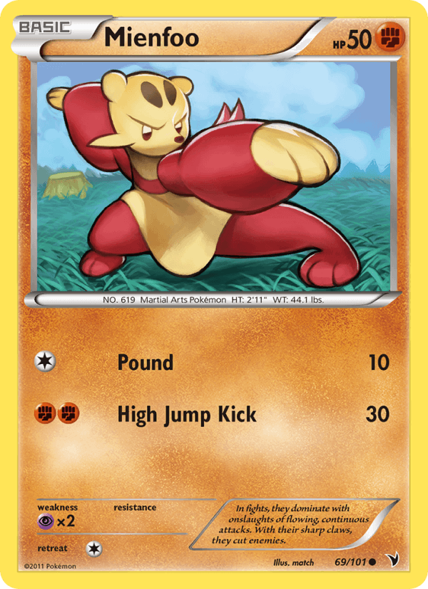 Mienfoo 69/101 Noble Victories English Pokémon card