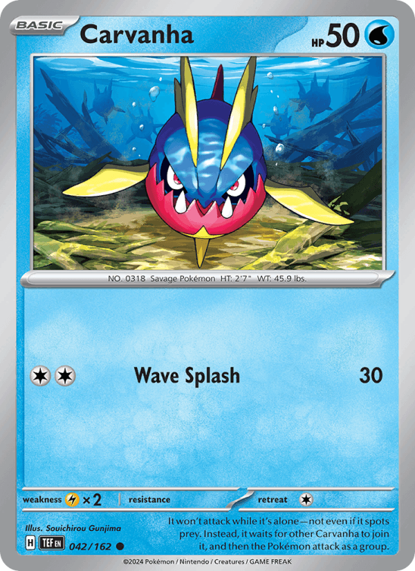 Carvanha 42/162 Temporal Forces English Pokémon card