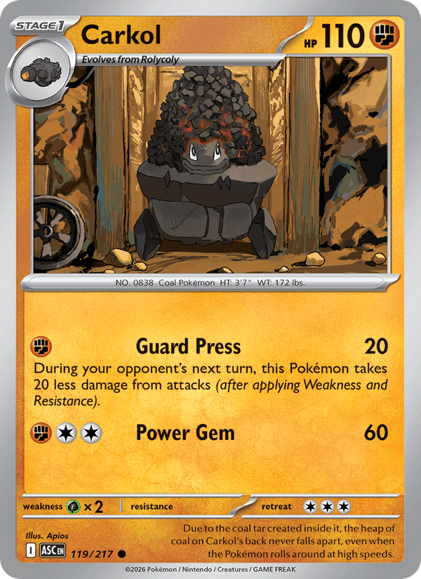 Carkol 119/217 Ascended Heroes English Pokémon card