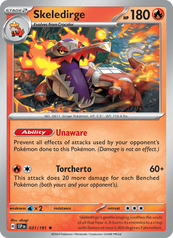 Skeledirge 31/191 Surging Sparks English Pokémon card