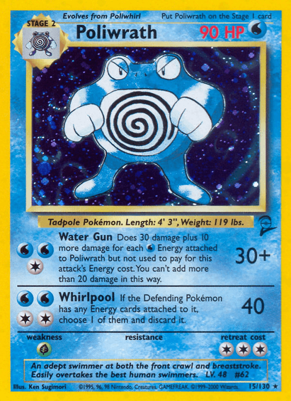 Poliwrath 15/130 Base Set 2 English Pokémon card
