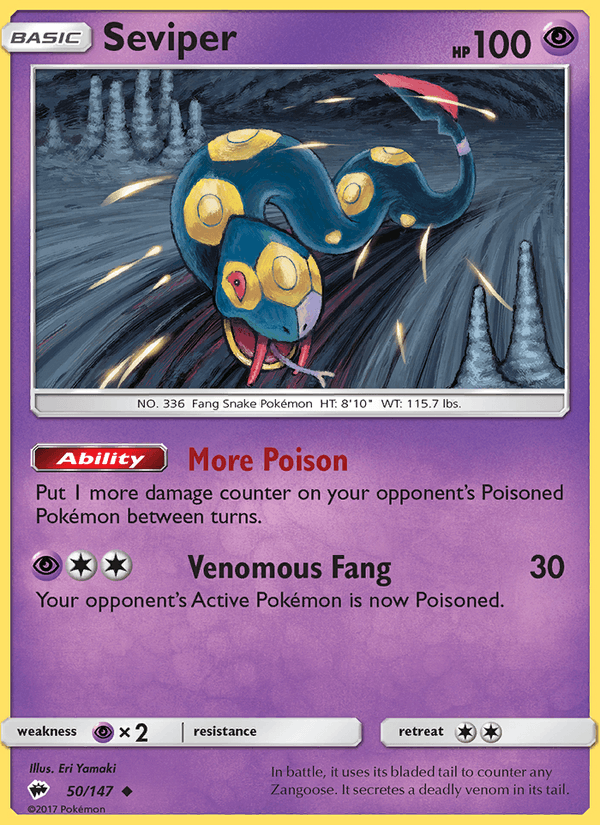 Seviper 50/147 Burning Shadows English Pokémon card