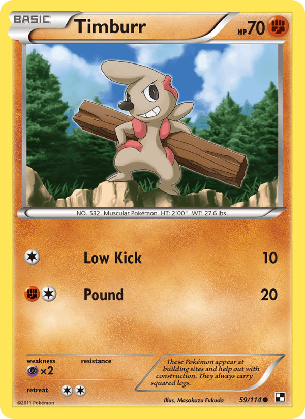 Timburr 59/114 Black & White English Pokémon card