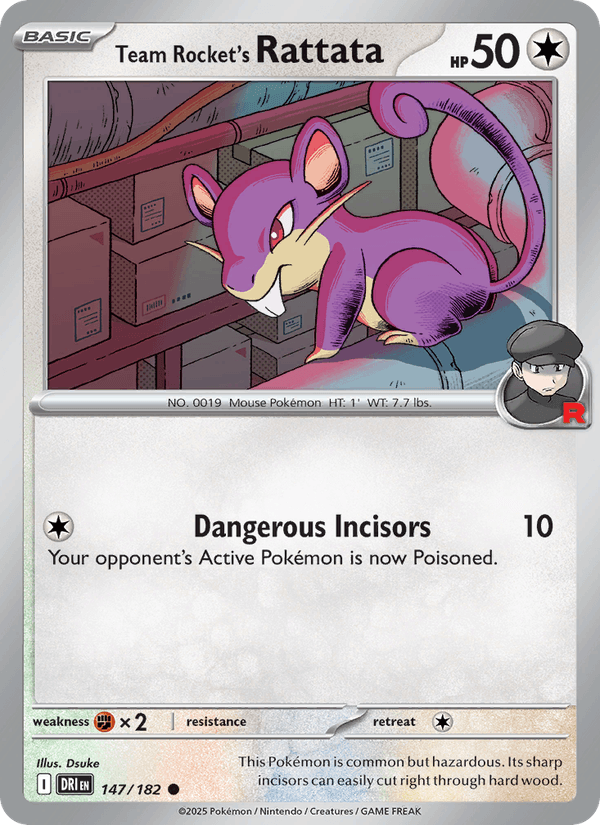 Team Rocket's Rattata 147/182 Destined Rivals English Pokémon card